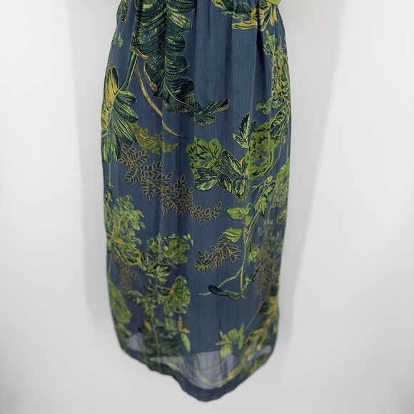 Jonathan Martin Y2K Floral Midi Dress Women's 10 Green Empire Waist Fairy Boho - Picture 5 of 16